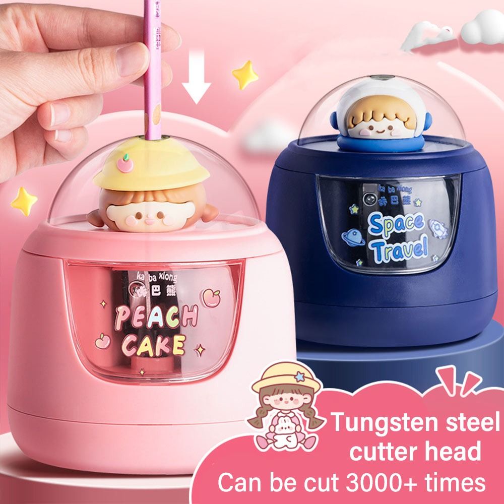 Electric Pencil Sharpener Usb - かわいい漫画バッテリー充電電動鉛筆削りスイッチ自動鉛筆削りクリエイティブ文具オフィス学校